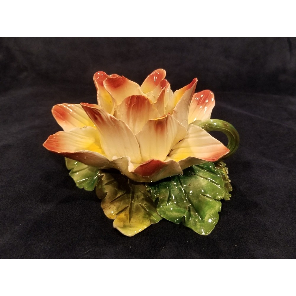 Vintage Limited Edition Capodimonte Rose Candlestick Candle Holder #952